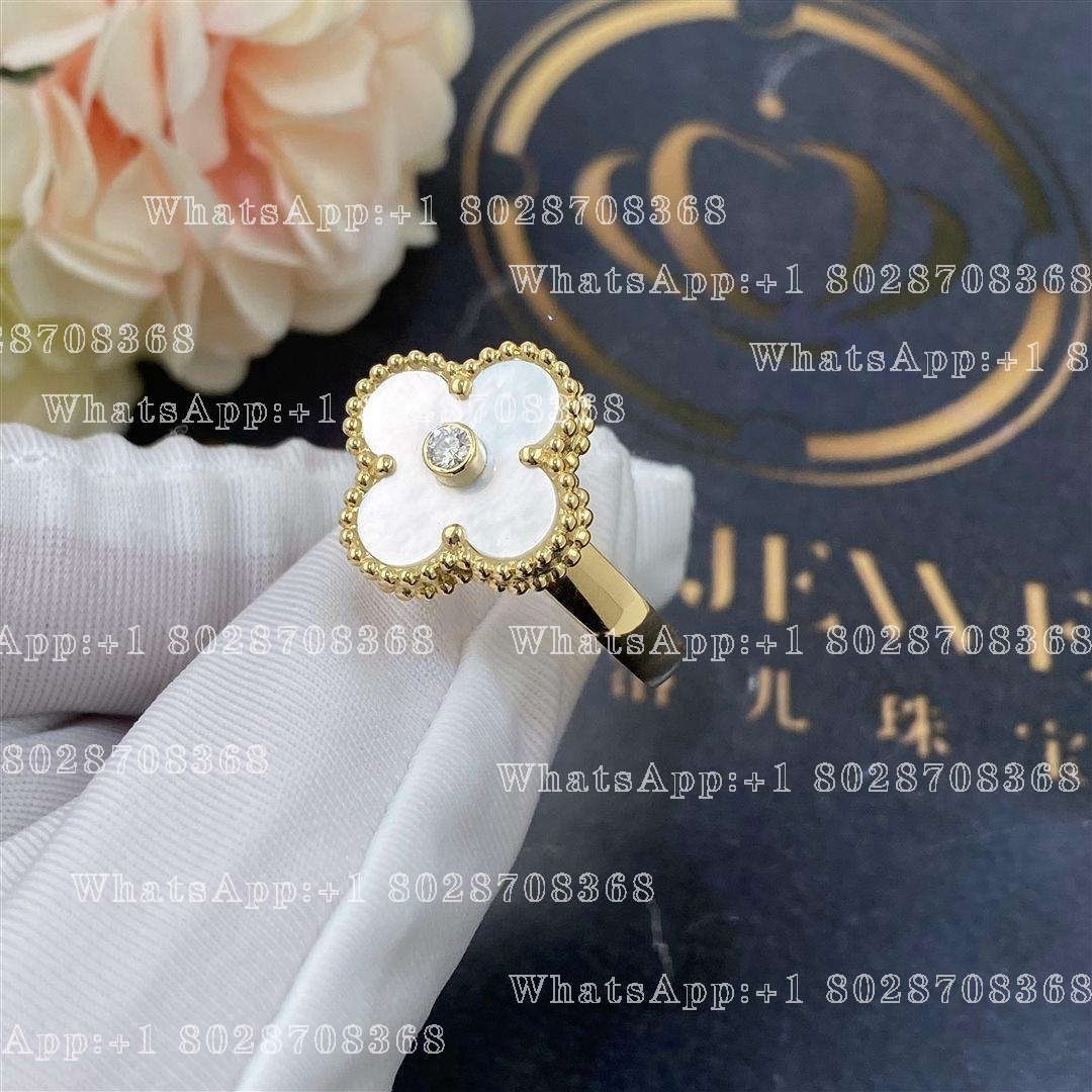 Van Cleef Arpels Vintage Alhambra ring Yellow gold, Diamond, Mother-of-pearl VCARA41100