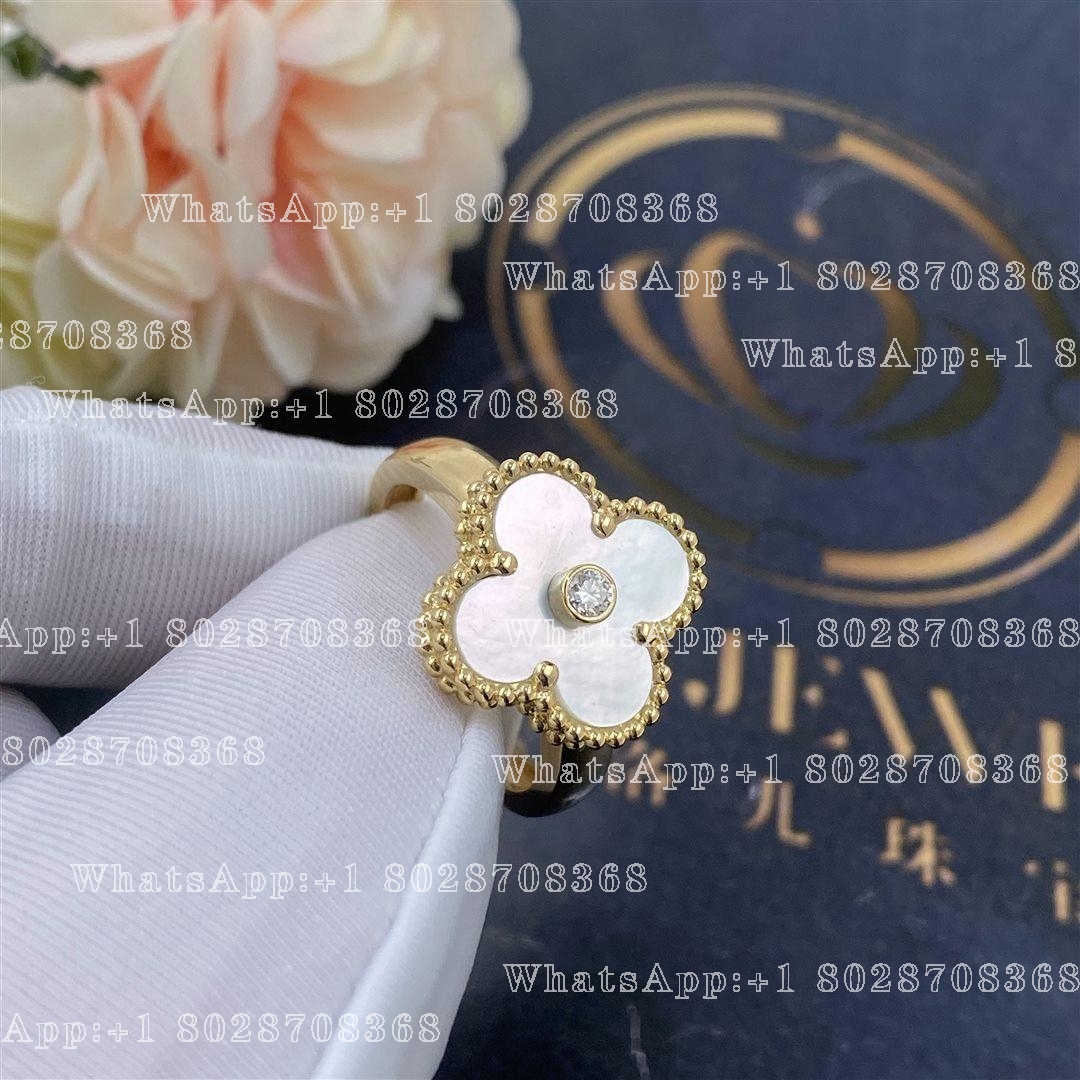 Van Cleef Arpels Vintage Alhambra ring Yellow gold, Diamond, Mother-of-pearl VCARA41100