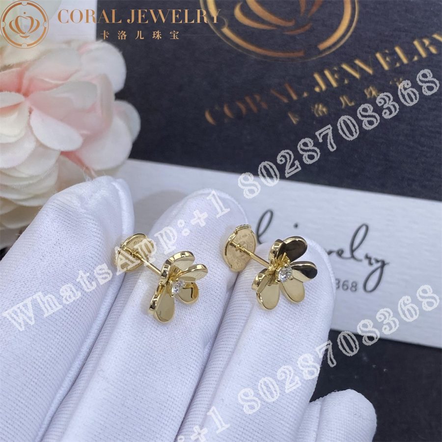 Van Cleef & Arpels Frivole earrings, mini model Yellow gold, Diamond VCARP0J300 - Image 4