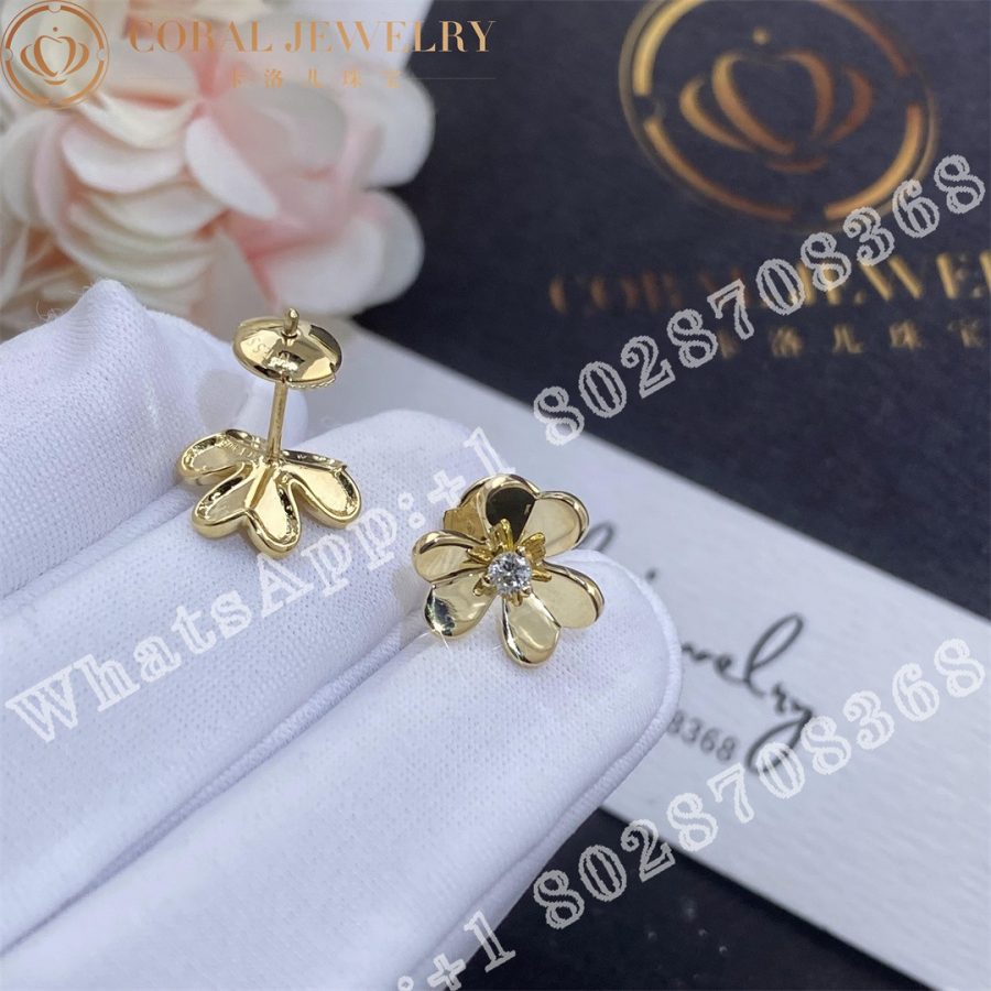 Van Cleef & Arpels Frivole earrings, mini model Yellow gold, Diamond VCARP0J300 - Image 6