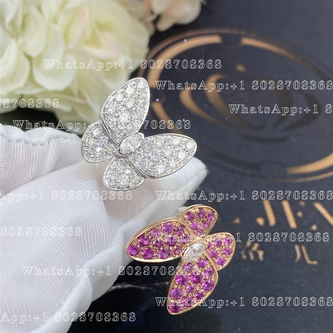 Van Cleef Arpels Two Butterfly Between the Finger ring White gold, Diamond, Sapphire VCARO3M500