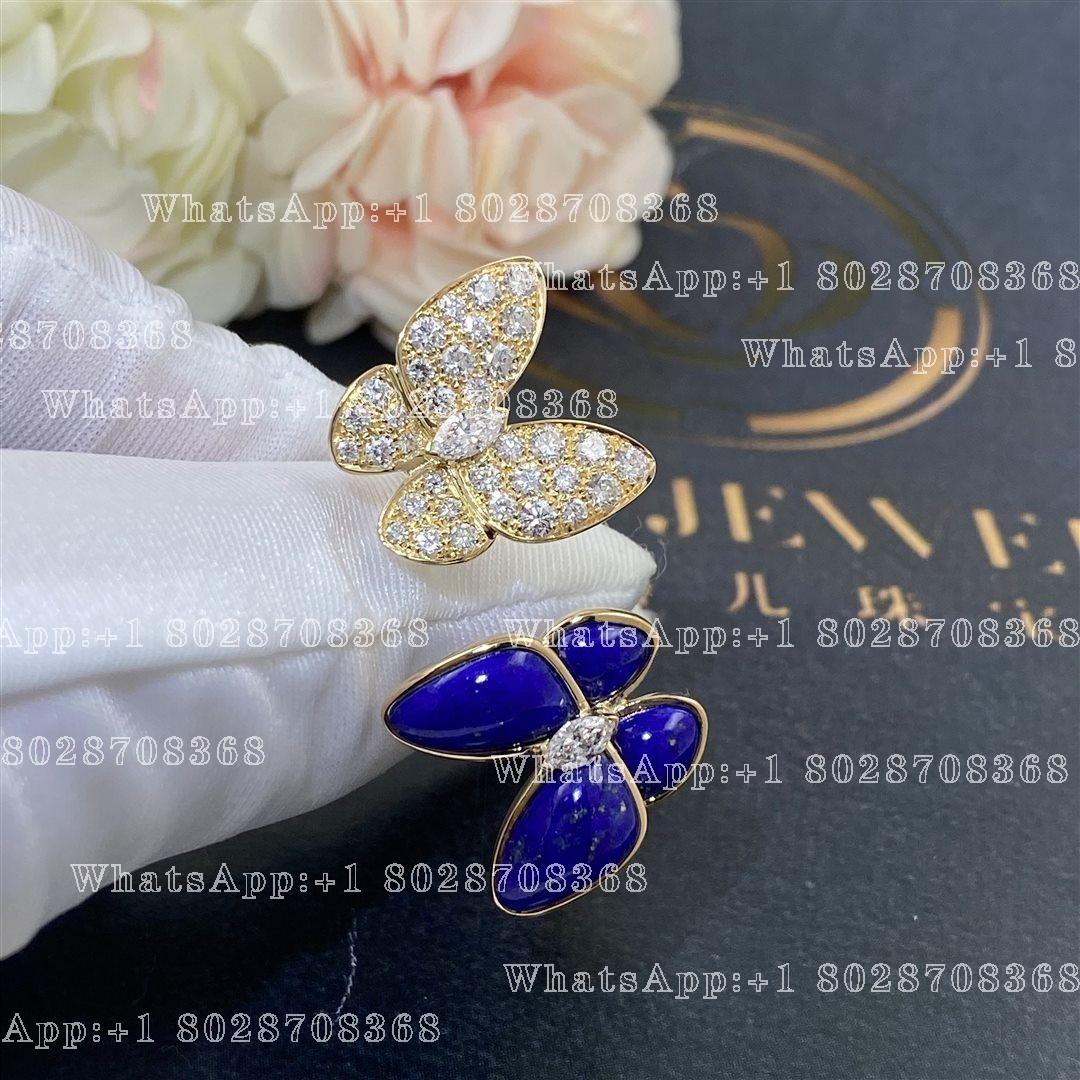 Van Cleef Arpels Two Butterfly Between the Finger ring Yellow gold, Diamond, Lapis Lazuli VCARP3DN00