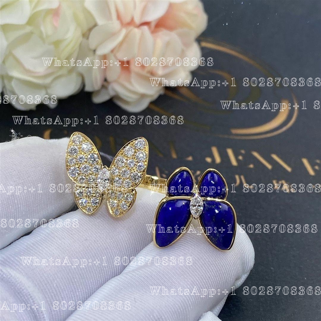 Van Cleef Arpels Two Butterfly Between the Finger ring Yellow gold, Diamond, Lapis Lazuli VCARP3DN00