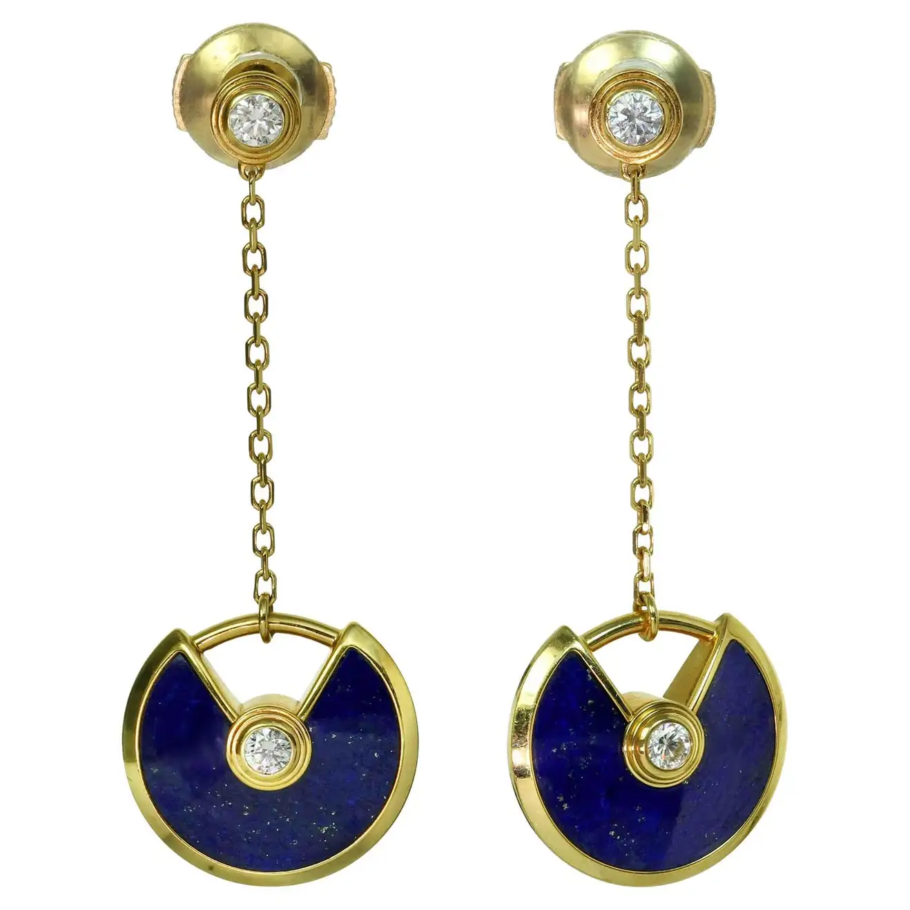 Cartier Amulette De Cartier Lapis Lazuli Diamond Yellow Gold Earrings