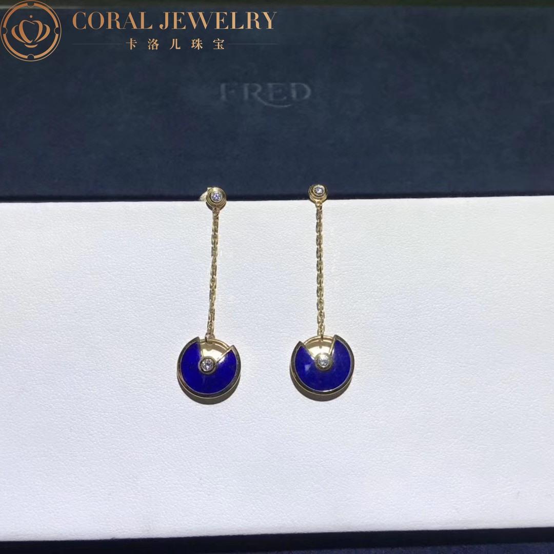 Cartier Amulette De Cartier Lapis Lazuli Diamond Yellow Gold Earrings