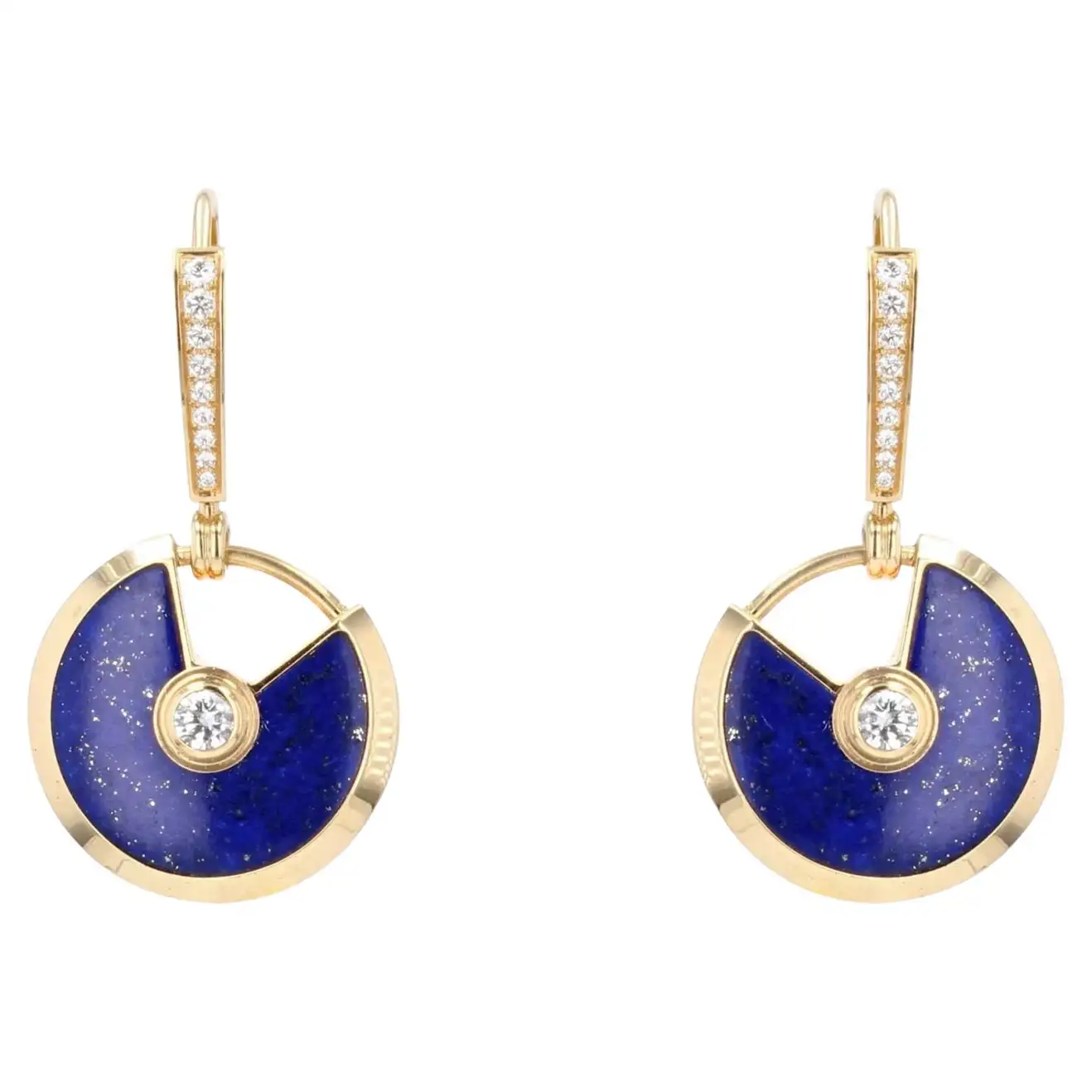 Cartier Amulette Lapis Lazuli Diamond 18 Karat Yellow Gold Dangle Earrings