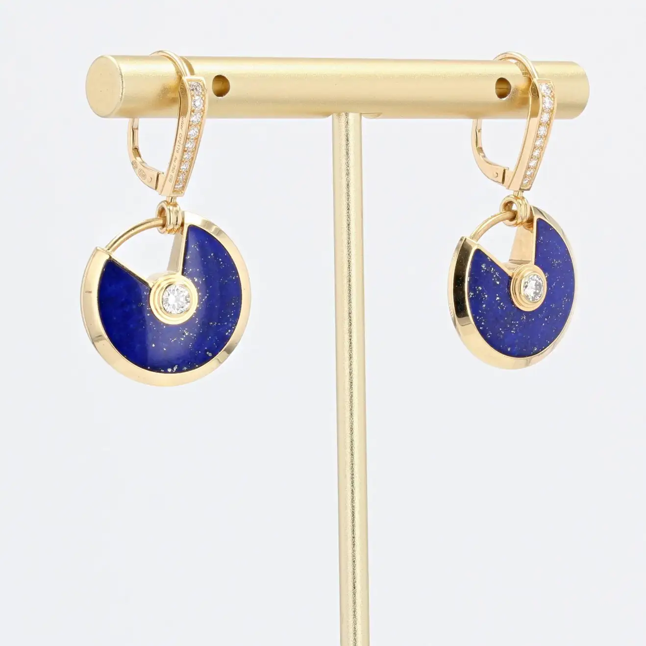 Cartier Amulette Lapis Lazuli Diamond 18 Karat Yellow Gold Dangle Earrings