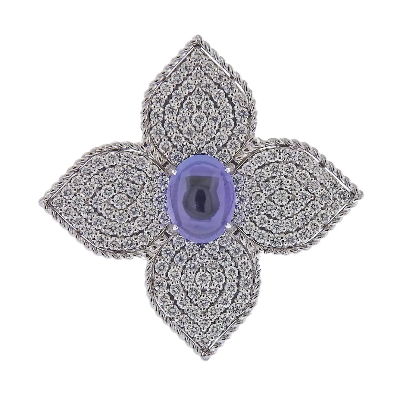 Roberto Coin Princess Flower Diamond Tanzanite Cocktail Ring