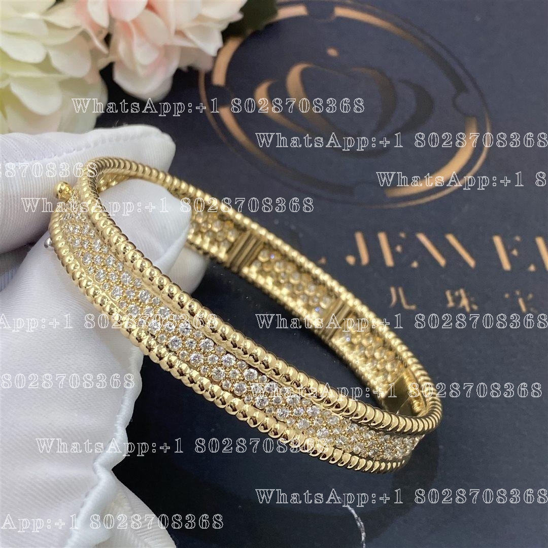 Van Cleef & Arpels Perlée diamonds bracelet, 3 rows, Yellow gold, Diamond VCARP5DP00