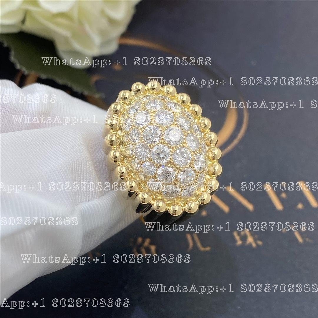 Van Cleef Arpels Perlée diamonds pavé ring Yellow gold, Diamond VCARP6AP00