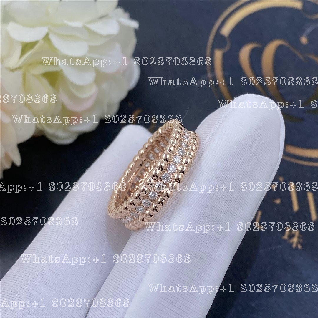 Van Cleef & Arpels Perlée diamonds ring, 1 row Rose gold, Diamond VCARP4E300