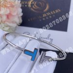 Tiffany T Diamond and Turquoise Wire Bracelet in 18k White Gold - Image 3