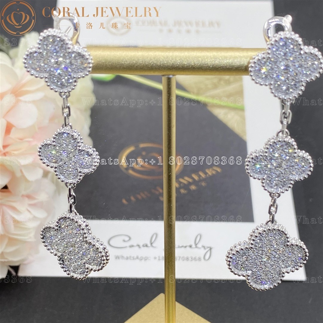 Van Cleef & Arpels Magic Alhambra earrings, 3 motifs White gold, Diamond VCARN9MR00