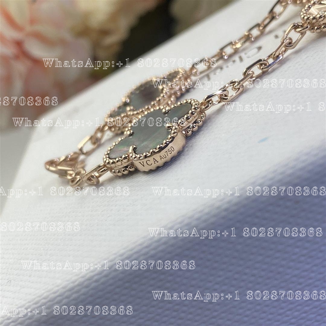 Van Cleef & Arpels Vintage Alhambra bracelet, 5 motifs Rose gold, Diamond, Mother-of-pearl VCARP2R100