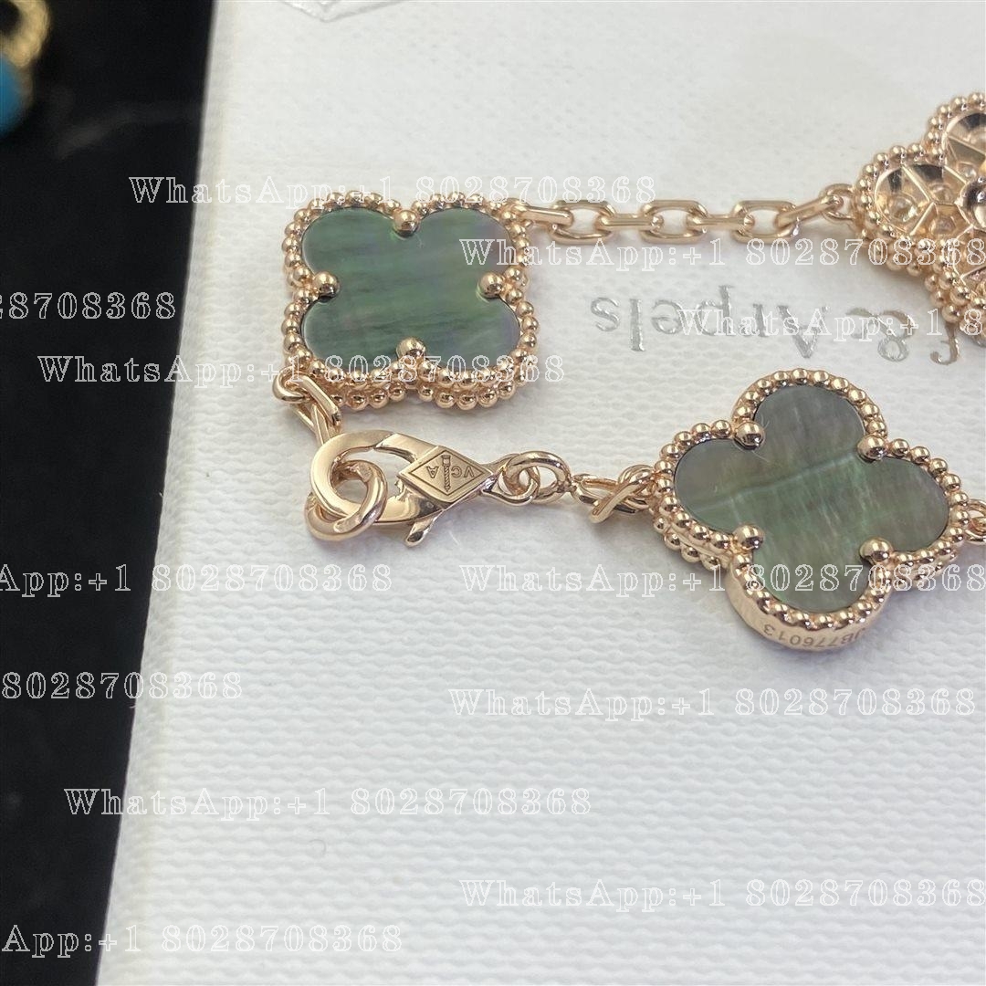 Van Cleef & Arpels Vintage Alhambra bracelet, 5 motifs Rose gold, Diamond, Mother-of-pearl VCARP2R100