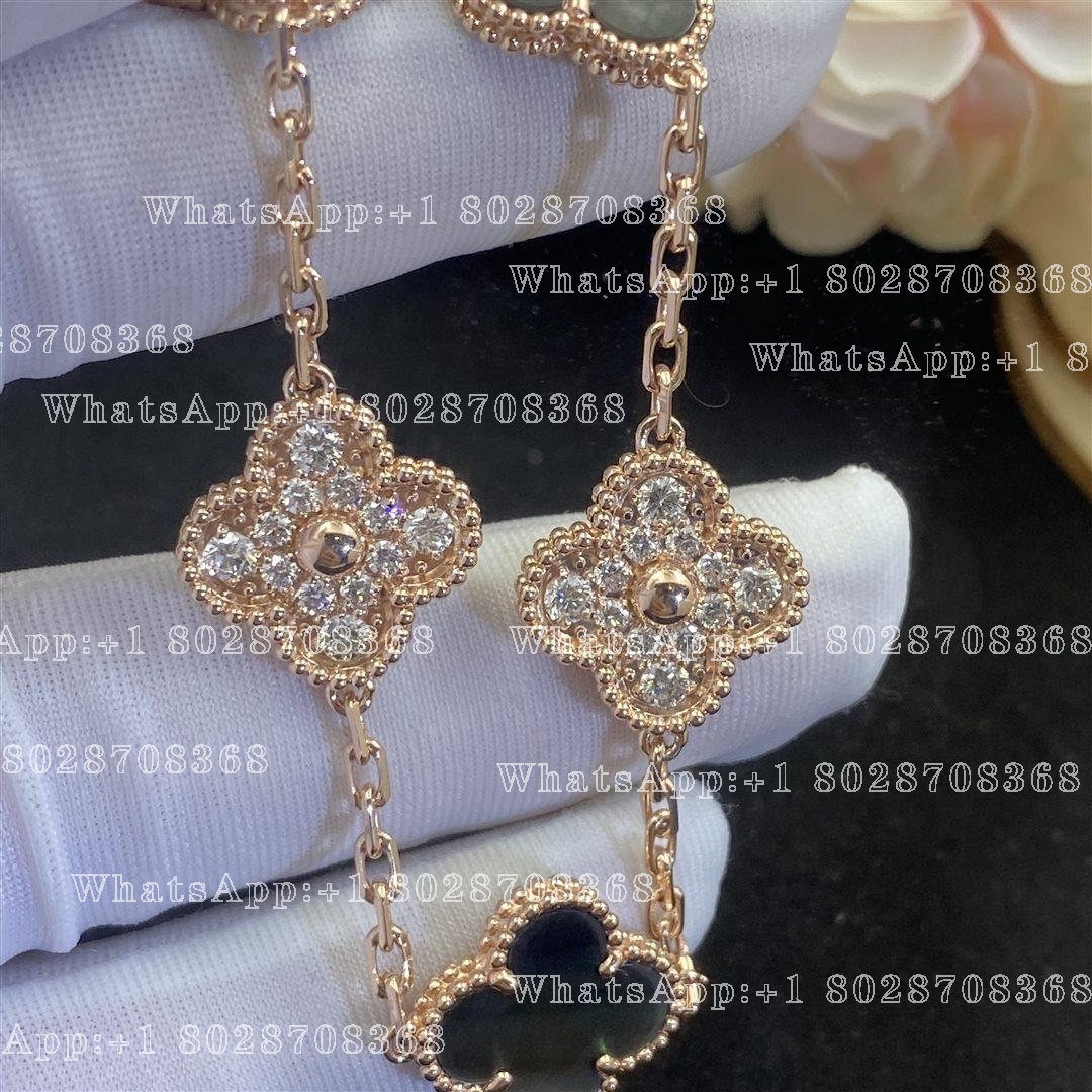 Van Cleef & Arpels Vintage Alhambra bracelet, 5 motifs Rose gold, Diamond, Mother-of-pearl VCARP2R100
