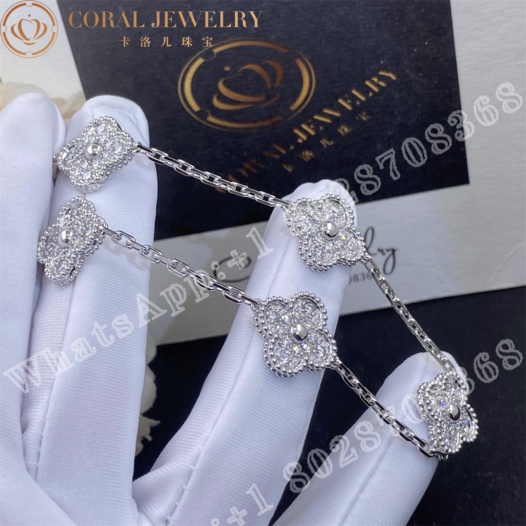 Van Cleef & Arpels Vintage Alhambra bracelet, 5 motifs White gold, Diamond VCARA41500 - Image 4