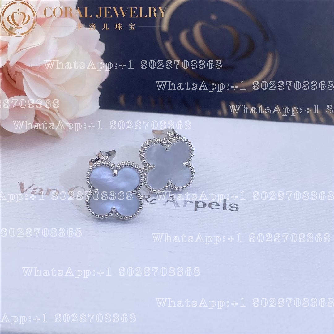 Van Cleef & Arpels Vintage Alhambra earrings White gold, Mother-of-pearl VCARF48600
