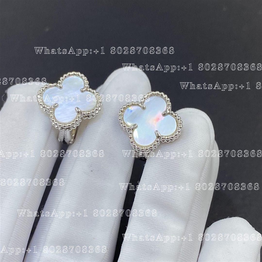 Van Cleef & Arpels Vintage Alhambra earrings White gold, Mother-of-pearl VCARF48600