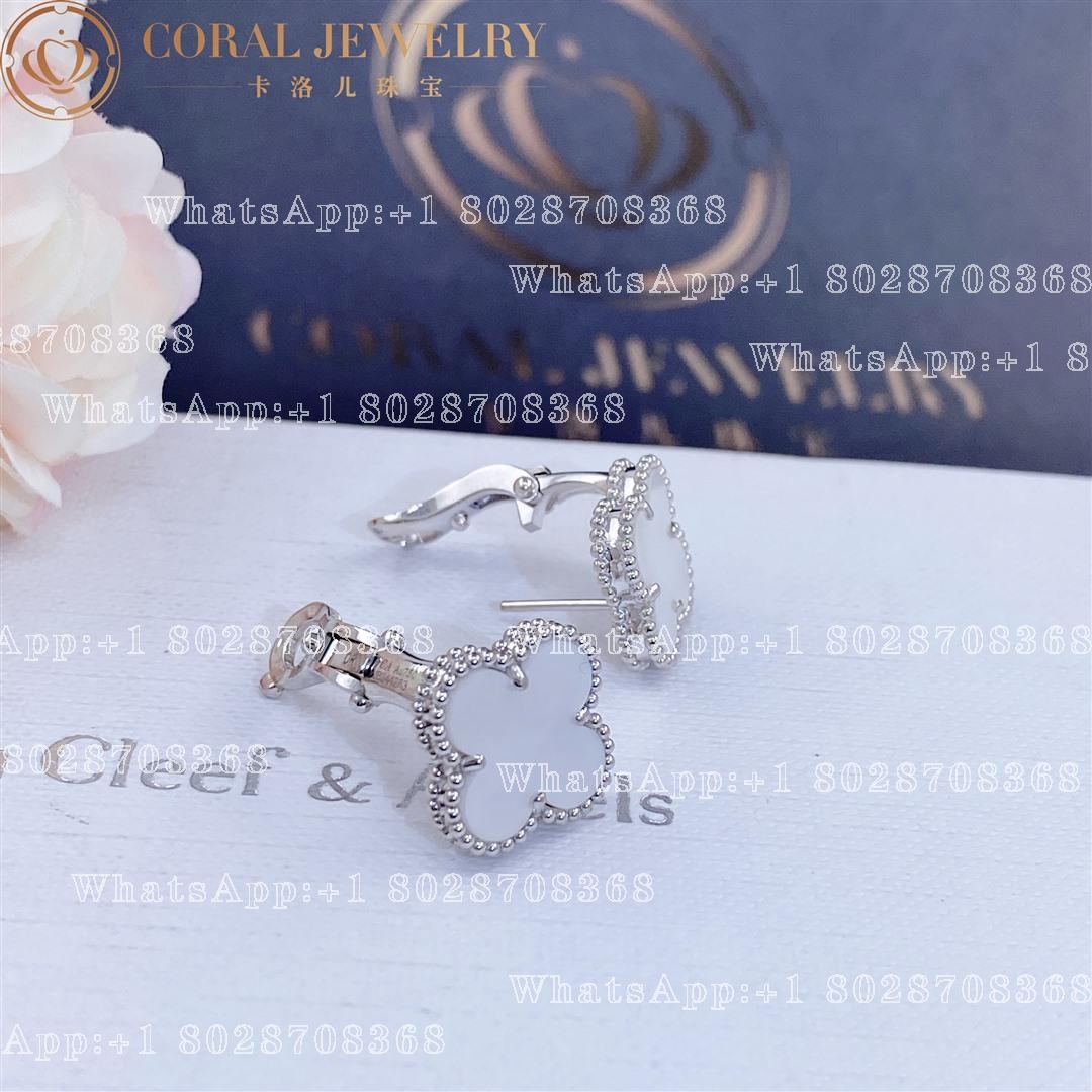 Van Cleef & Arpels Vintage Alhambra earrings White gold, Mother-of-pearl VCARF48600