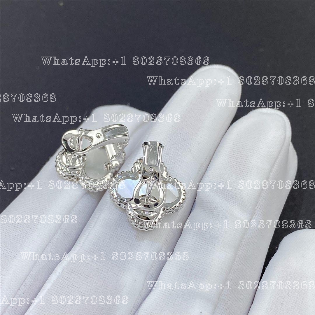 Van Cleef & Arpels Vintage Alhambra earrings White gold, Mother-of-pearl VCARF48600