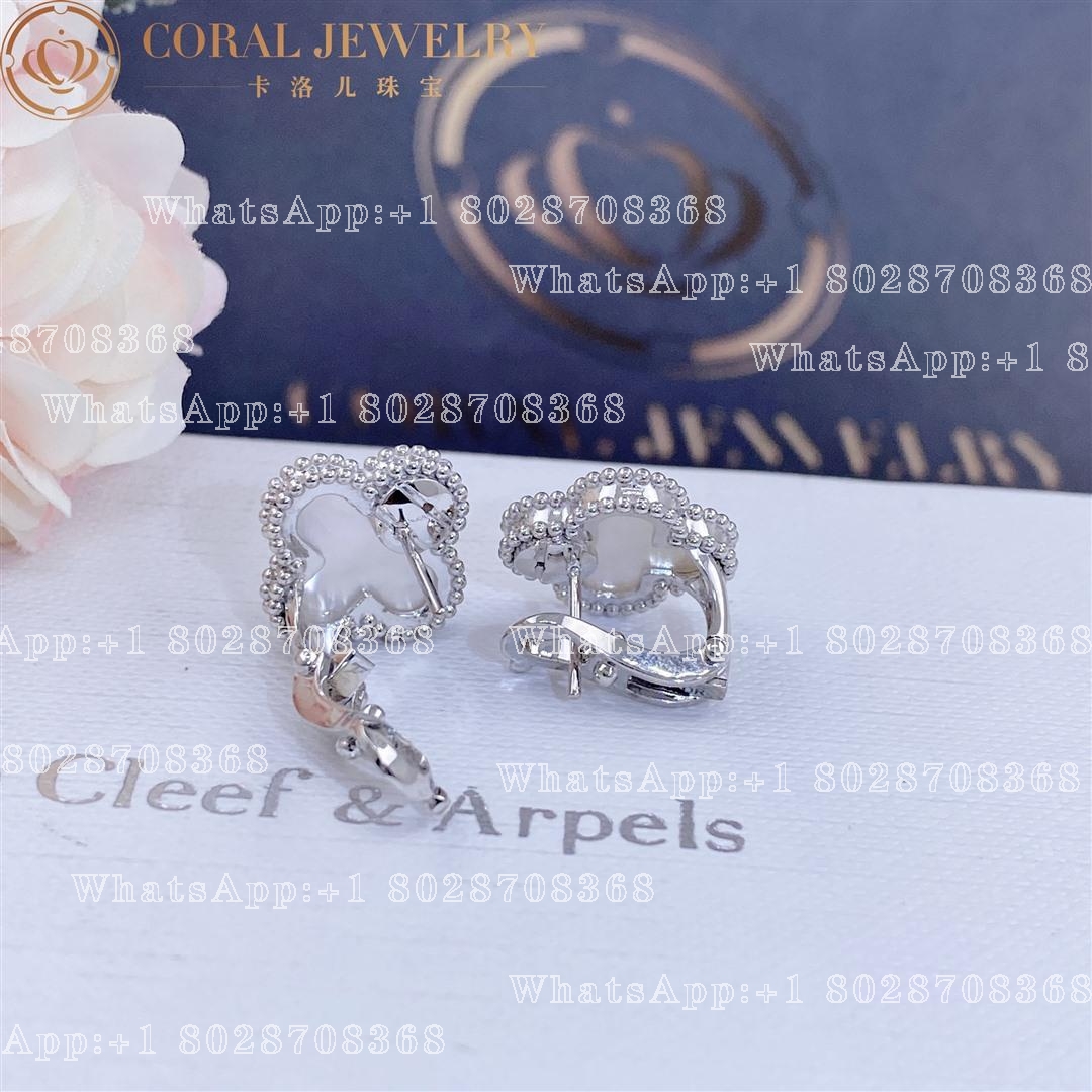 Van Cleef & Arpels Vintage Alhambra earrings White gold, Mother-of-pearl VCARF48600