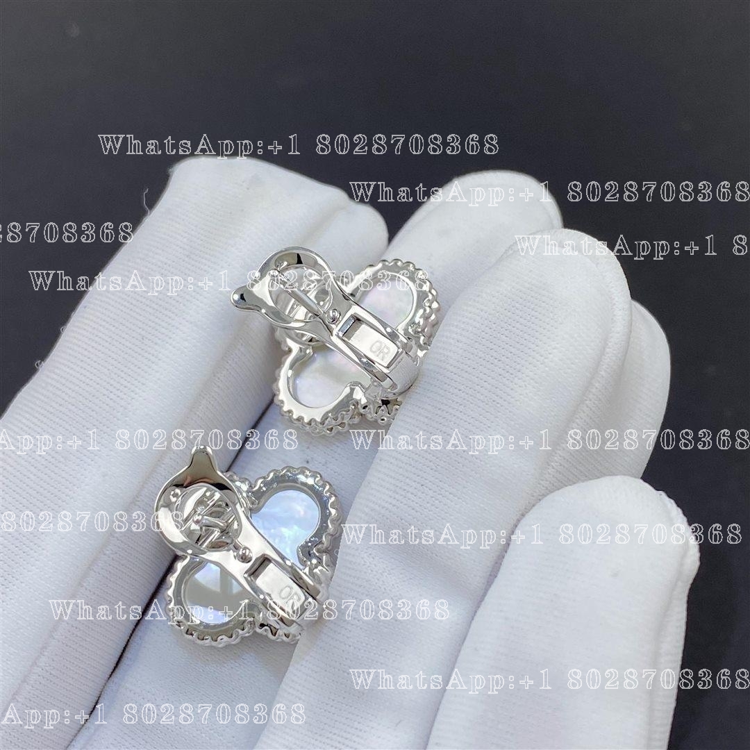 Van Cleef & Arpels Vintage Alhambra earrings White gold, Mother-of-pearl VCARF48600