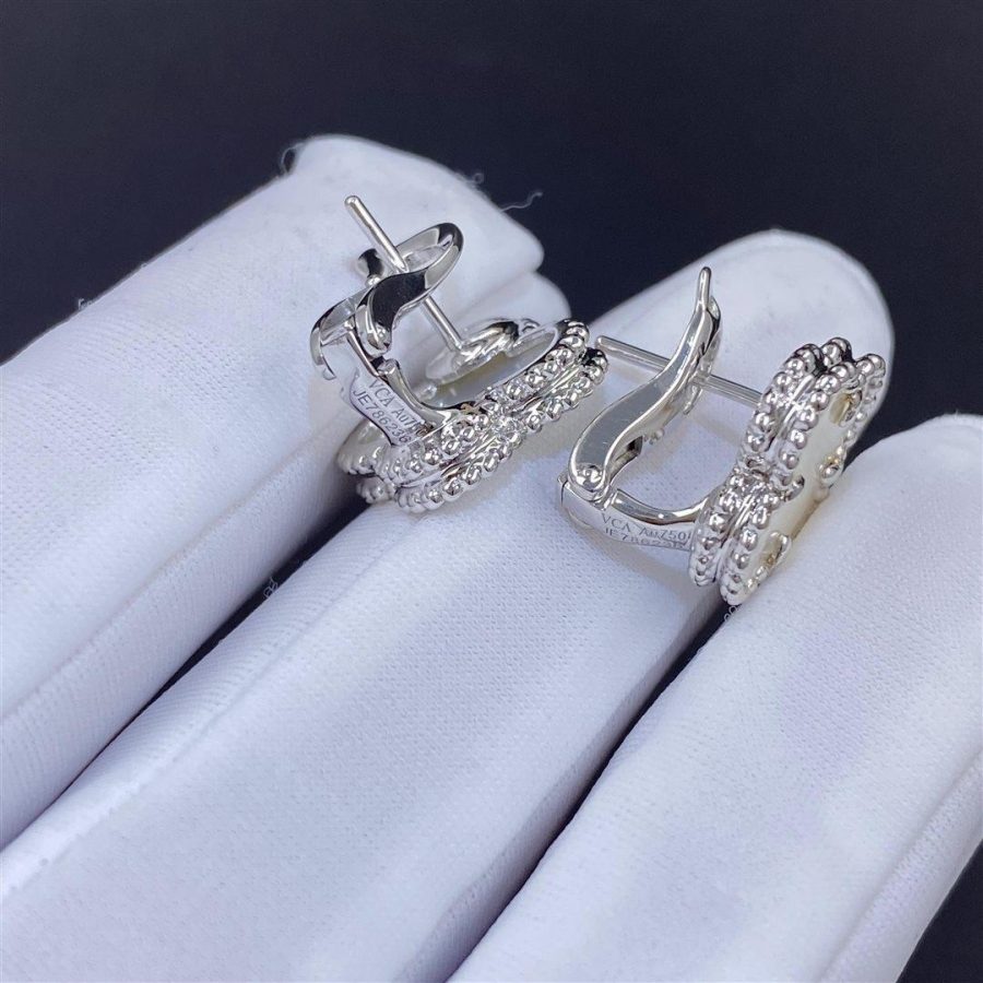 Van Cleef & Arpels Vintage Alhambra earrings White gold, Mother-of-pearl VCARF48600