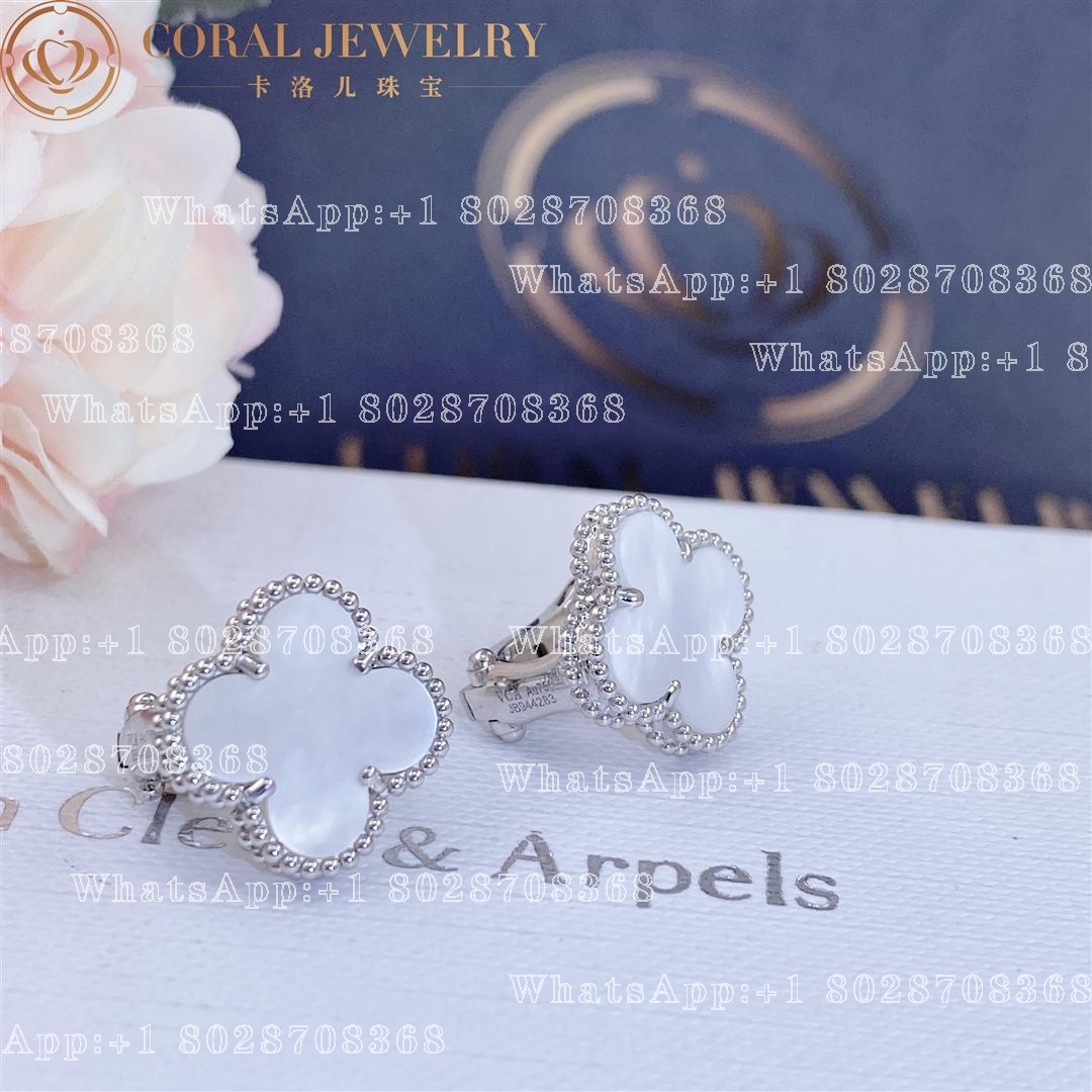 Van Cleef & Arpels Vintage Alhambra earrings White gold, Mother-of-pearl VCARF48600
