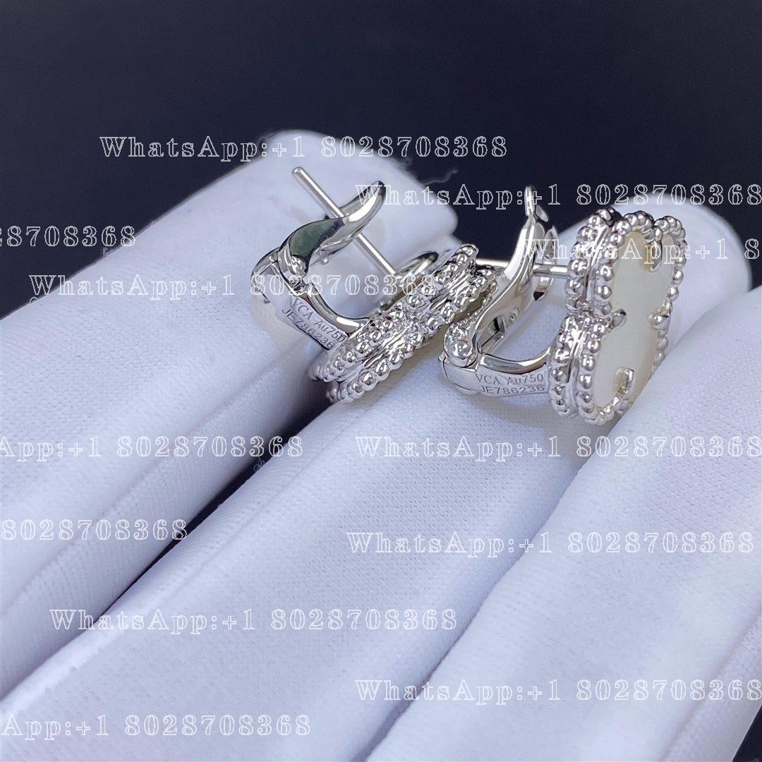 Van Cleef & Arpels Vintage Alhambra earrings White gold, Mother-of-pearl VCARF48600