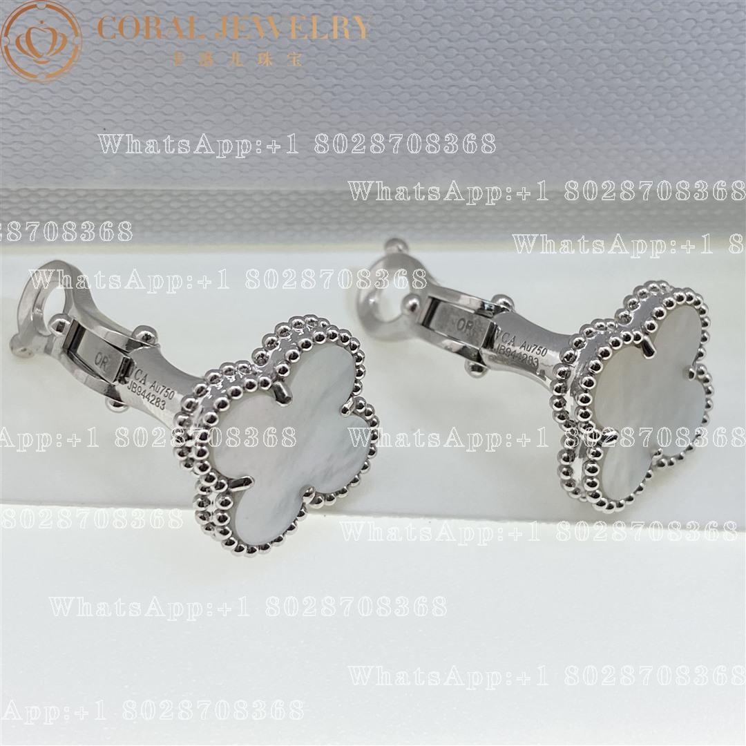 Van Cleef & Arpels Vintage Alhambra earrings White gold, Mother-of-pearl VCARF48600