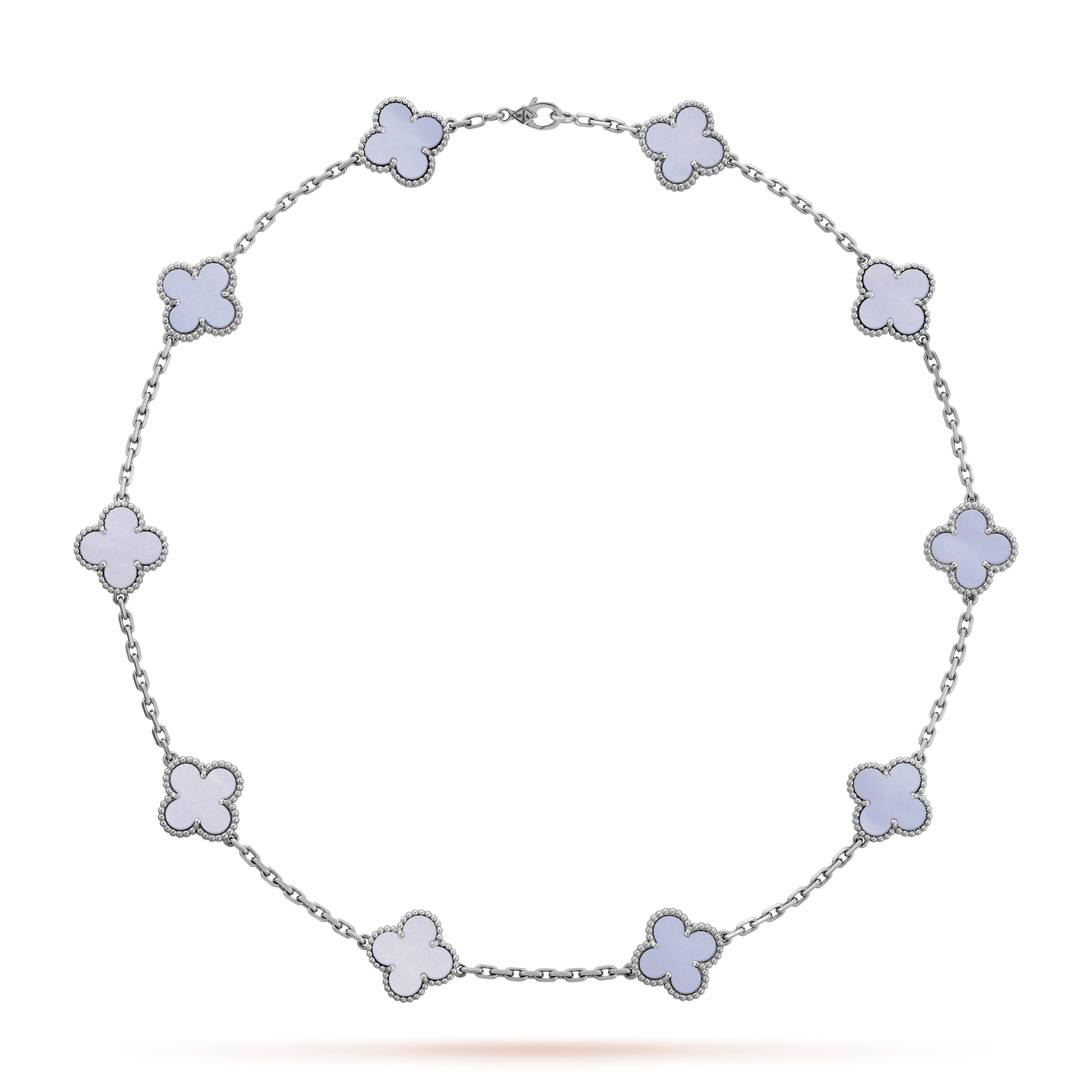 Van Cleef & Arpels Vintage Alhambra necklace, 10 motifs White gold, Chalcedony VCARD34800