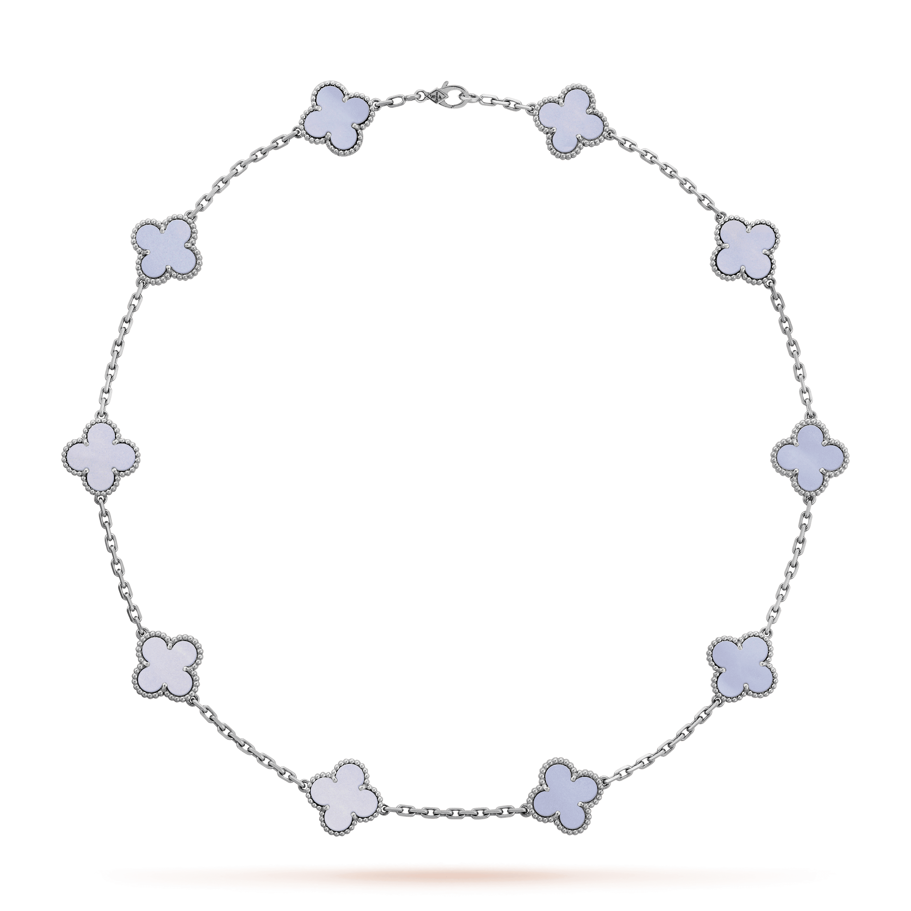 Van Cleef & Arpels Vintage Alhambra necklace, 10 motifs White gold, Chalcedony VCARD34800