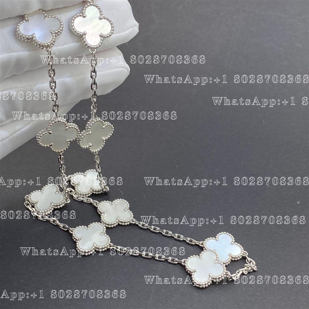 Van Cleef & Arpels Vintage Alhambra necklace, 10 motifs White gold, Mother-of-pearl VCARF48500