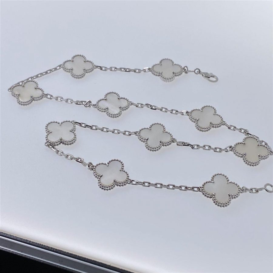 Van Cleef & Arpels Vintage Alhambra necklace, 10 motifs White gold, Mother-of-pearl VCARF48500