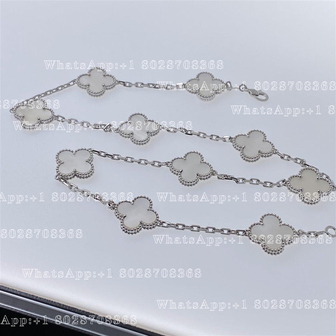 Van Cleef & Arpels Vintage Alhambra necklace, 10 motifs White gold, Mother-of-pearl VCARF48500
