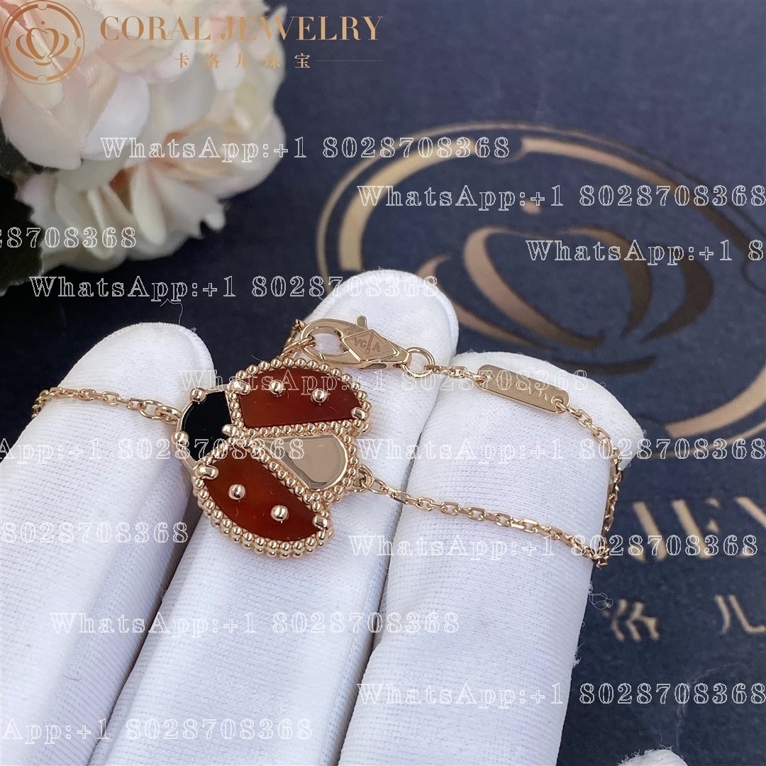 Van Cleef & Arpels Lucky Spring bracelet, open wings ladybug Rose gold, Carnelian, Onyx VCARP7R100