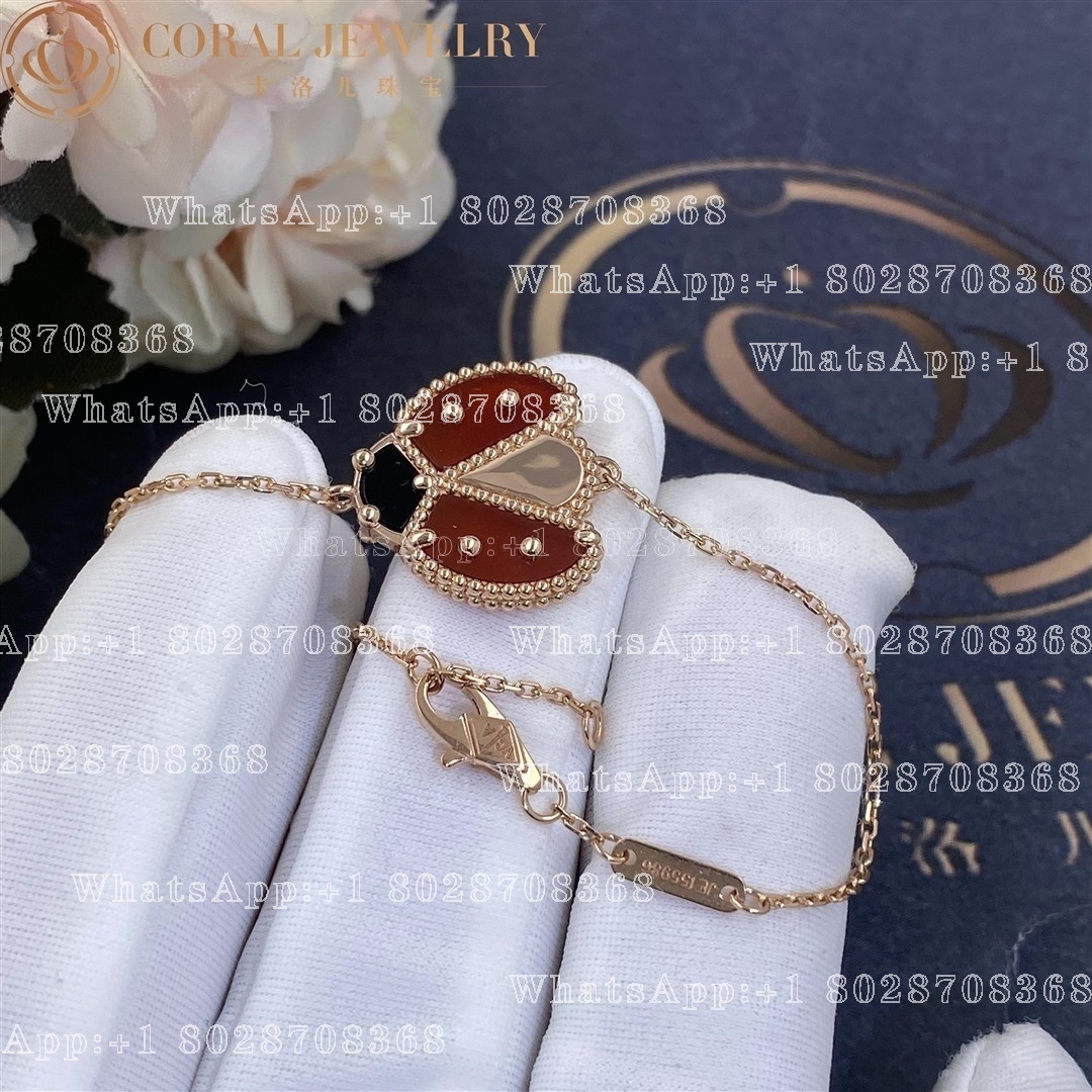 Van Cleef & Arpels Lucky Spring bracelet, open wings ladybug Rose gold, Carnelian, Onyx VCARP7R100