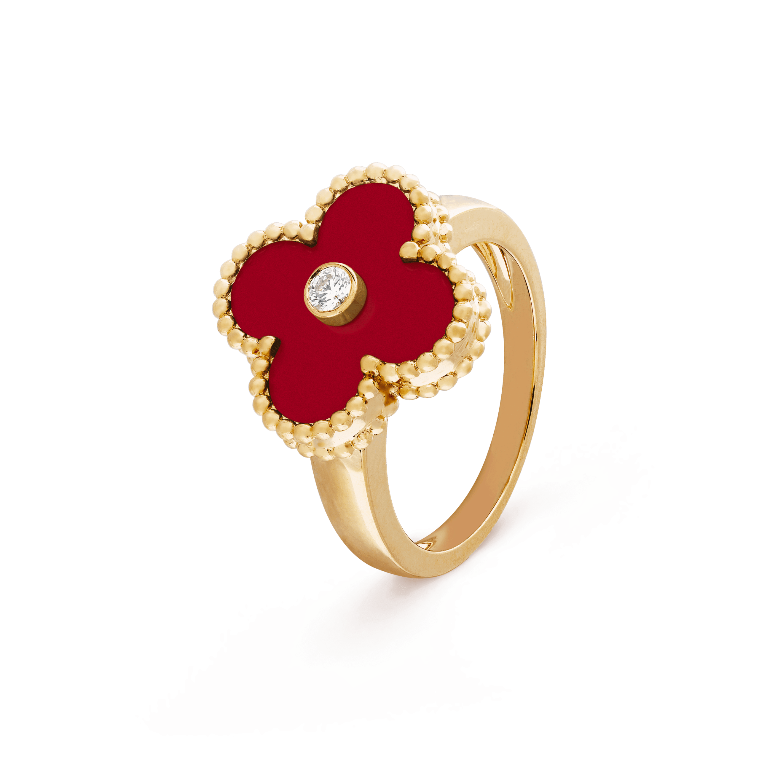 Van Cleef & Arpels Vintage Alhambra ring Yellow gold, Carnelian, Diamond VCARD40800