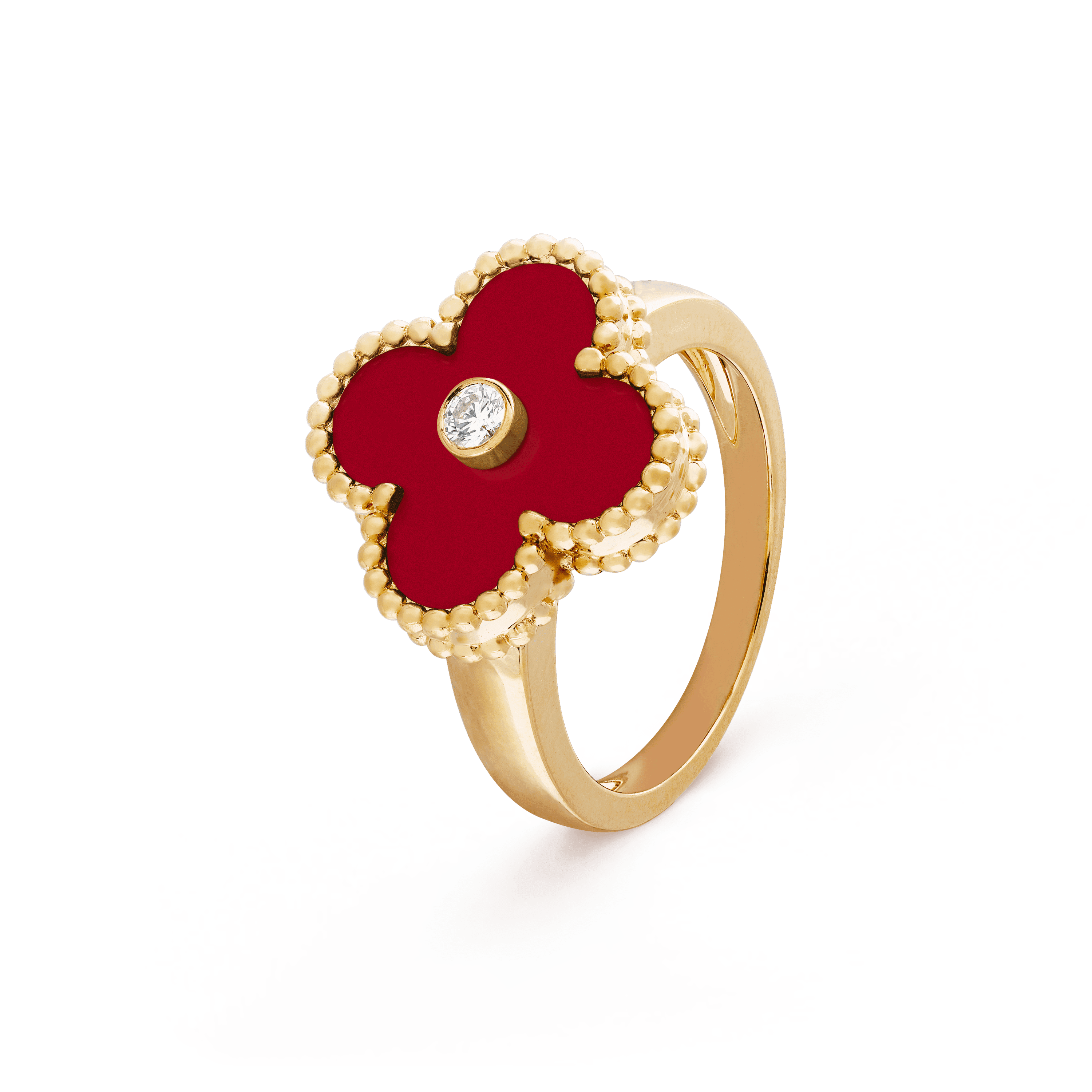 Van Cleef & Arpels Vintage Alhambra ring Yellow gold, Carnelian, Diamond VCARD40800