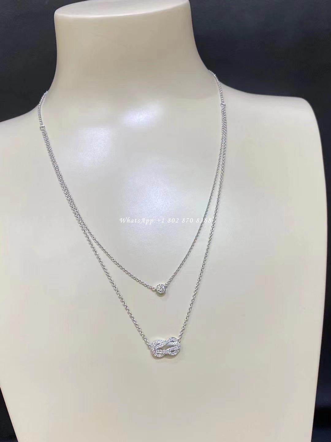 Fred Chance Infinie double chain medium model necklace in white gold paved with diamonds REF: 7B0226