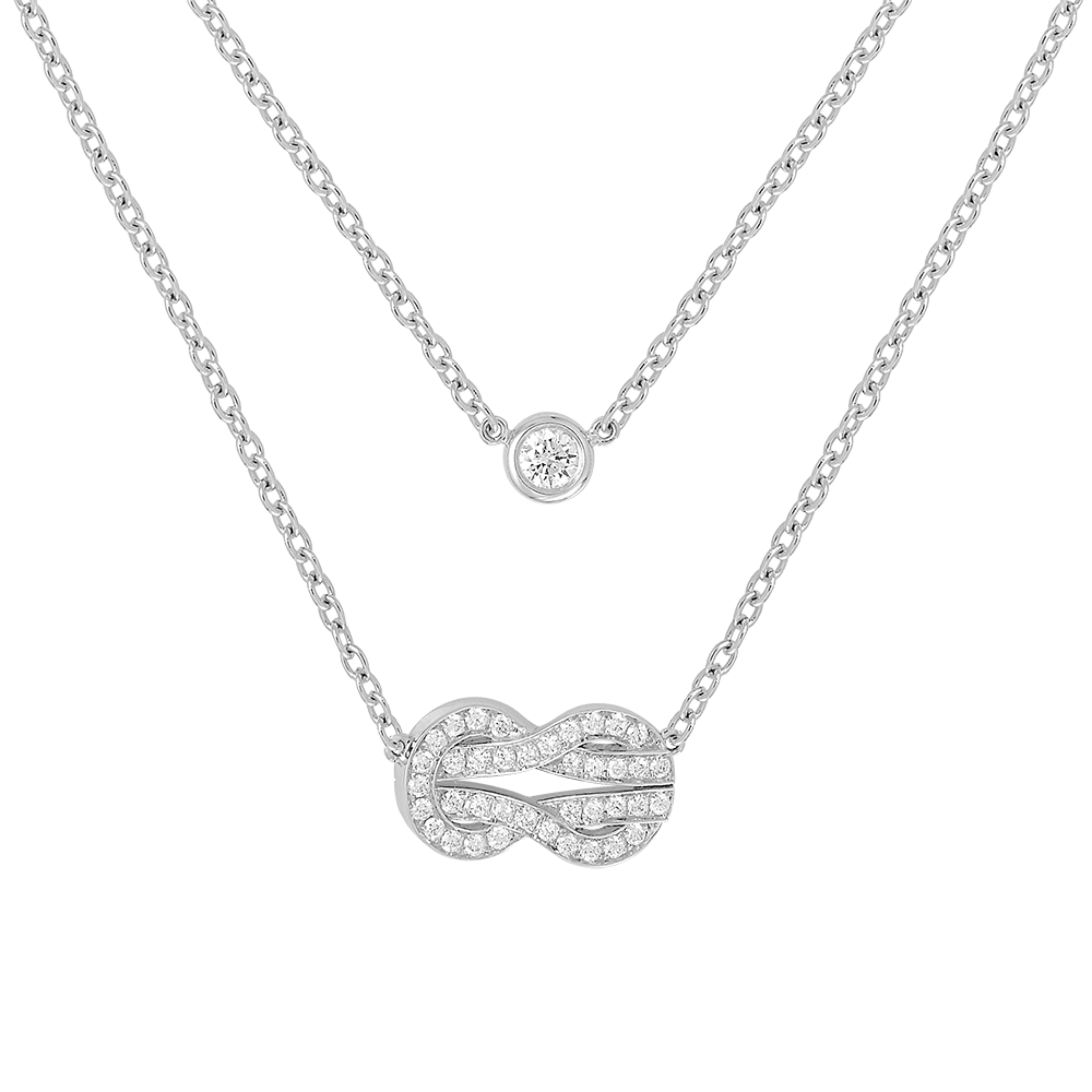 Fred Chance Infinie Double Chain Medium Model Necklace In White Gold Paved With Diamonds Ref 7b0226 Coral (1)