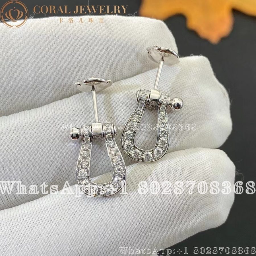 Fred Force 10 Medium Model Earrings in White Gold and Diamonds REF: 8B0234 - Image 3