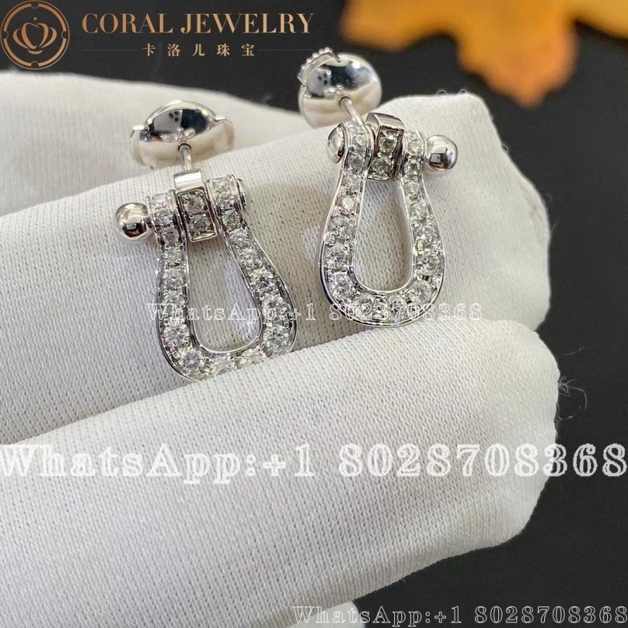 Fred Force 10 Medium Model Earrings in White Gold and Diamonds REF: 8B0234 - Image 4