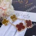 Van Cleef & Arpels Magic Alhambra earrings, 2 motifs Yellow gold, Carnelian, Tiger Eye VCARN5JR00 - Image 3
