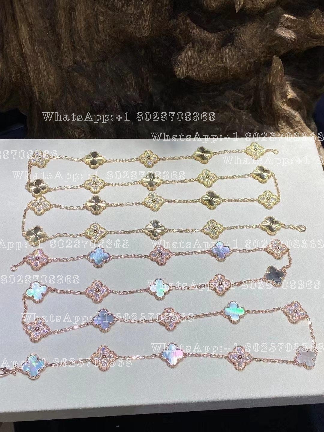 Van Cleef & Arpels Vintage Alhambra long necklace, 20 motifs Rose gold, Diamond, Mother-of-pearl VCARP2R000