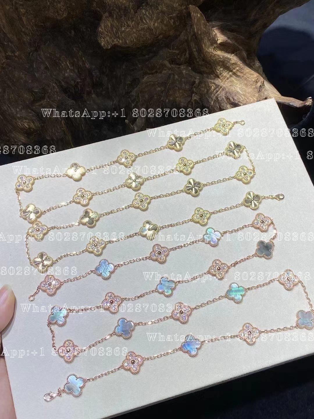 Van Cleef & Arpels Vintage Alhambra long necklace, 20 motifs Rose gold, Diamond, Mother-of-pearl VCARP2R000