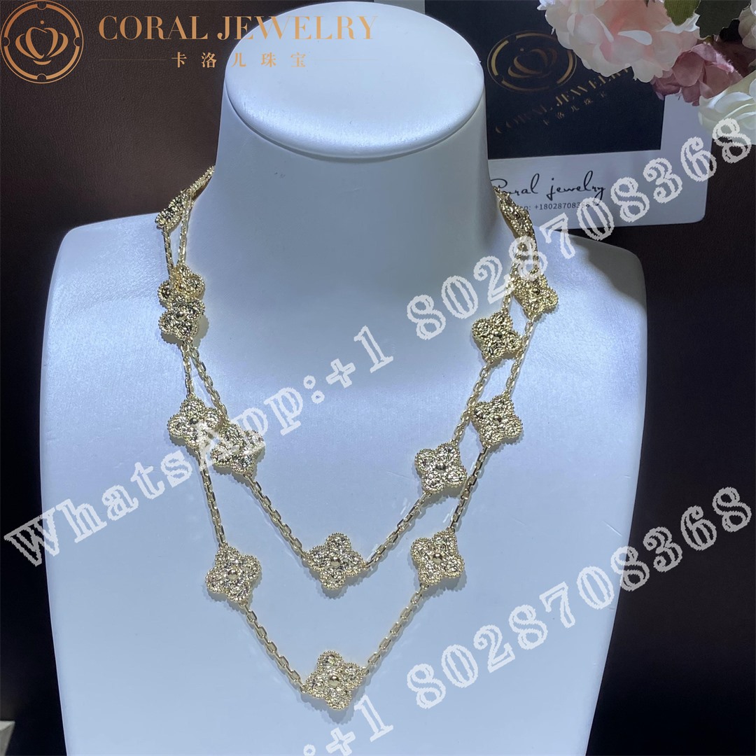 Van Cleef Arpels Vintage Alhambra Long Necklace 20 Motifs Yellow Gold Vcaro1ic00 Coral (1)