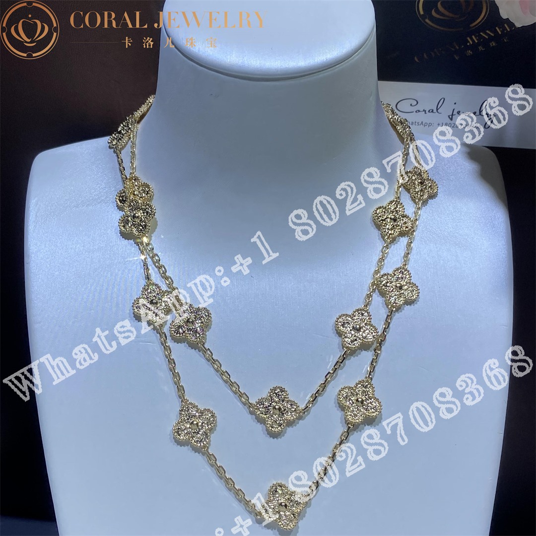 Van Cleef Arpels Vintage Alhambra Long Necklace 20 Motifs Yellow Gold Vcaro1ic00 Coral (3)