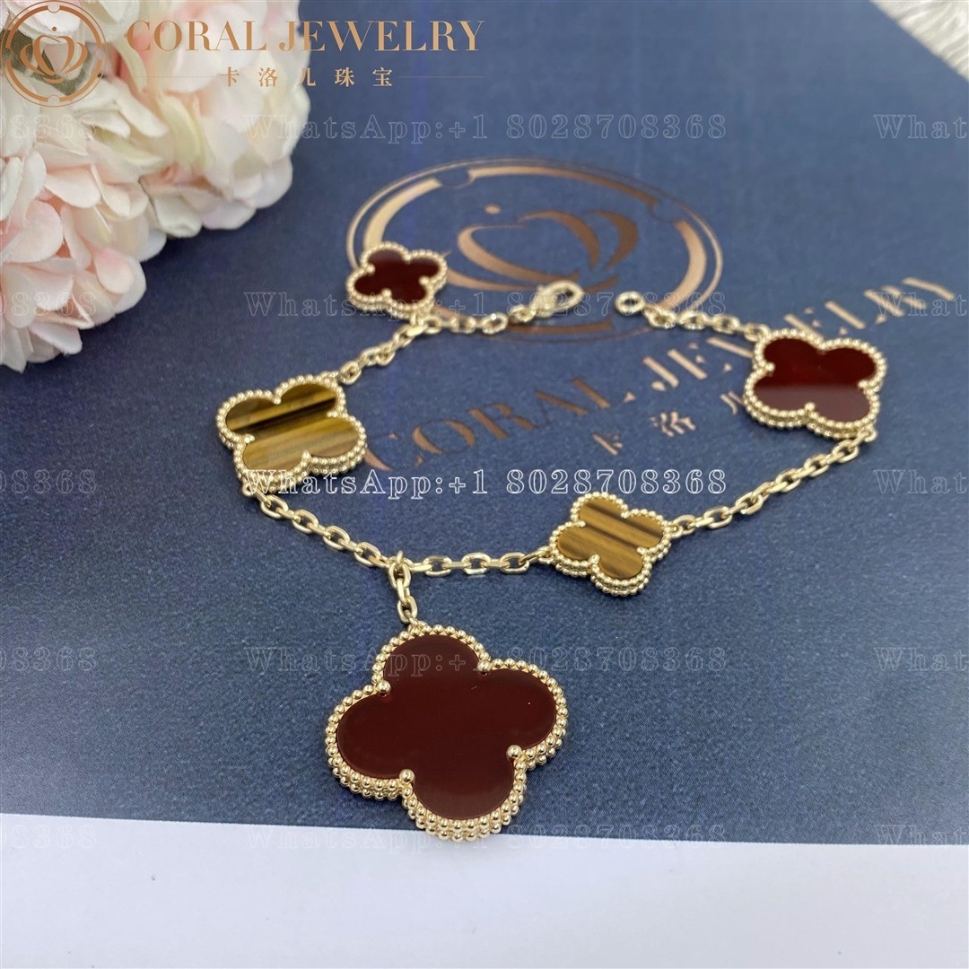 Van Cleef & Arpels Magic Alhambra Carnelian Tiger Eye 5 Motifs Magic Alhambra Bracelet